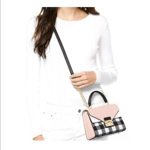Michael Kors Sloan Gingham  Top Handle Black White